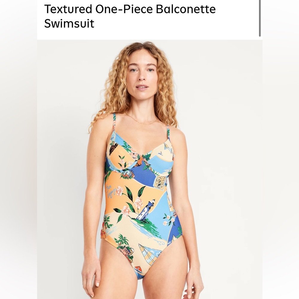 Old Navy Beachy Textured Balconette One-Piece Swimsuit